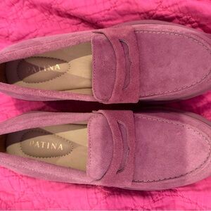 Patina Foxglove Loafers/ Women's Pink Suede Loafers: size 8.5
